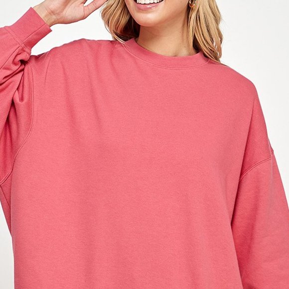 NEW Reflex Soft Longline Tunic Oversize Fleece Lined Crew Neck Sweatshirt Top - Picture 7 of 10